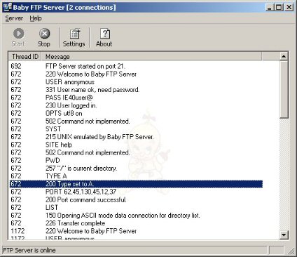 Baby FTP Server v1.24 Screenshot